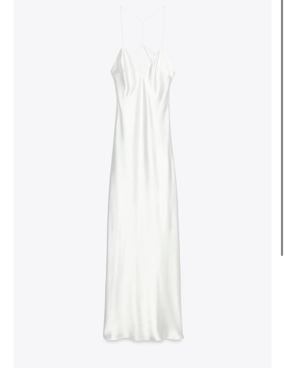 Zara White Satin Slip Maxi Dress with Strappy Back